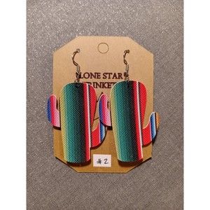 Serape Cactus  Earrings #2